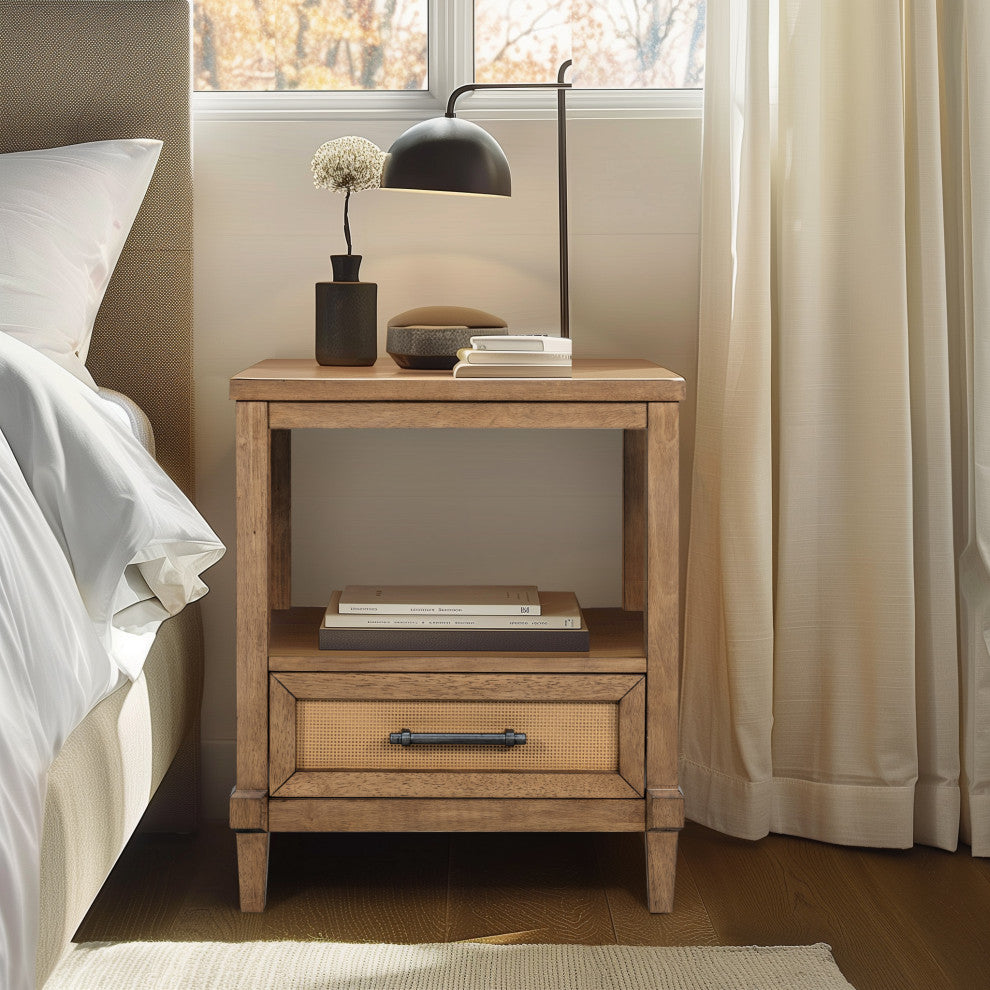 Martha Stewart Salina Accent Cabinet, Bed, Nightstand, Almond, Nightstand