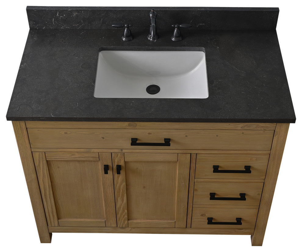 Jasper 42" Bathroom Vanity, Textured Natural, Blue Limestone