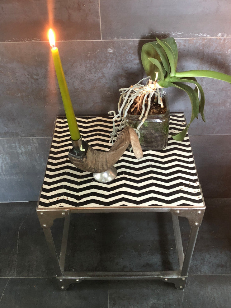 HILO Black & White Patterned Faux Stone Nesting Tables with Silver Base. Purpose