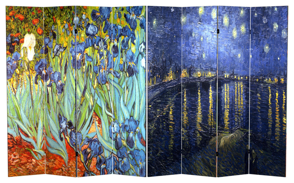 6' Tall Double Sided Works of Van Gogh Canvas Room Divider