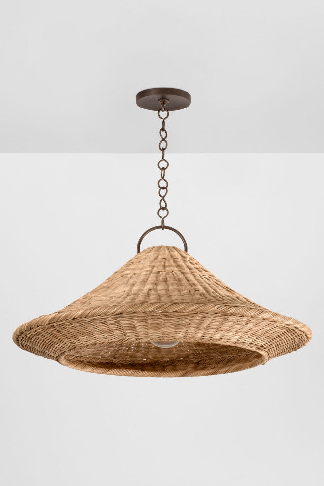 Baychester 32" Wide Bronze Leaf Pendant