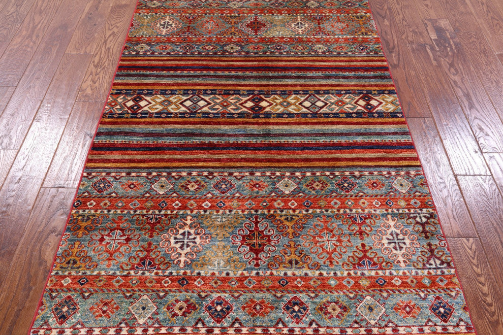 3' 10" X 6' 0" Hand Knotted Wool Super Kazak Khorjin Rug - Q12689