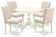 5 Pc Kitchen Set, Linen White Table, 4 Light Beige Chairs, Linen White Finish