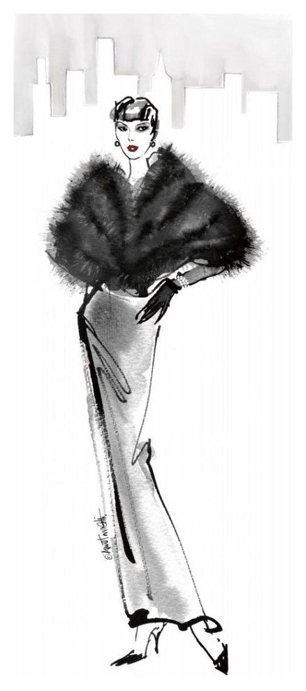 "Fifties Fashion I with Red" Digital Paper Print by Anne Tavoletti, 18"x42"