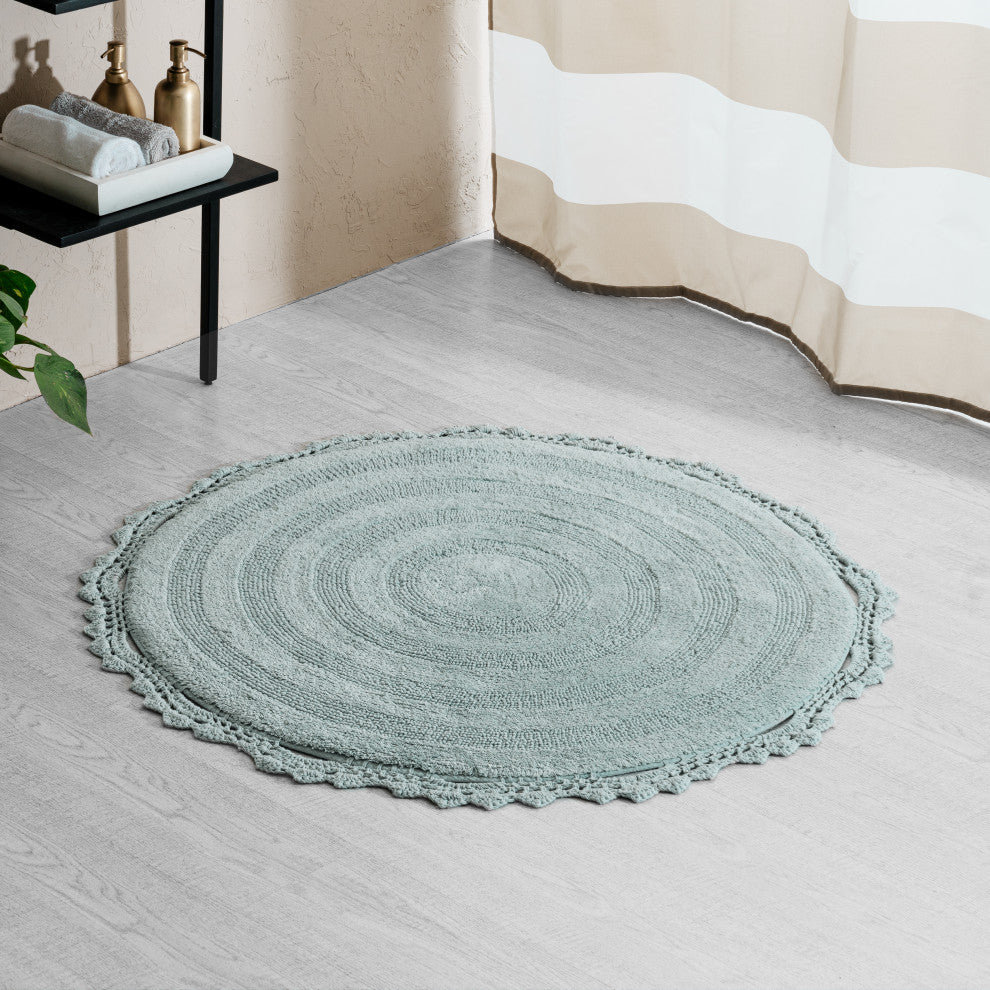 Winchester Crochet Border Bath Mat, Arctic, 36" X 36"