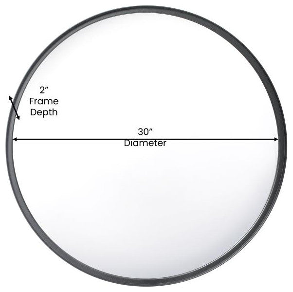 Jennifer Metal Framed Wall Mirror, Black, 30"