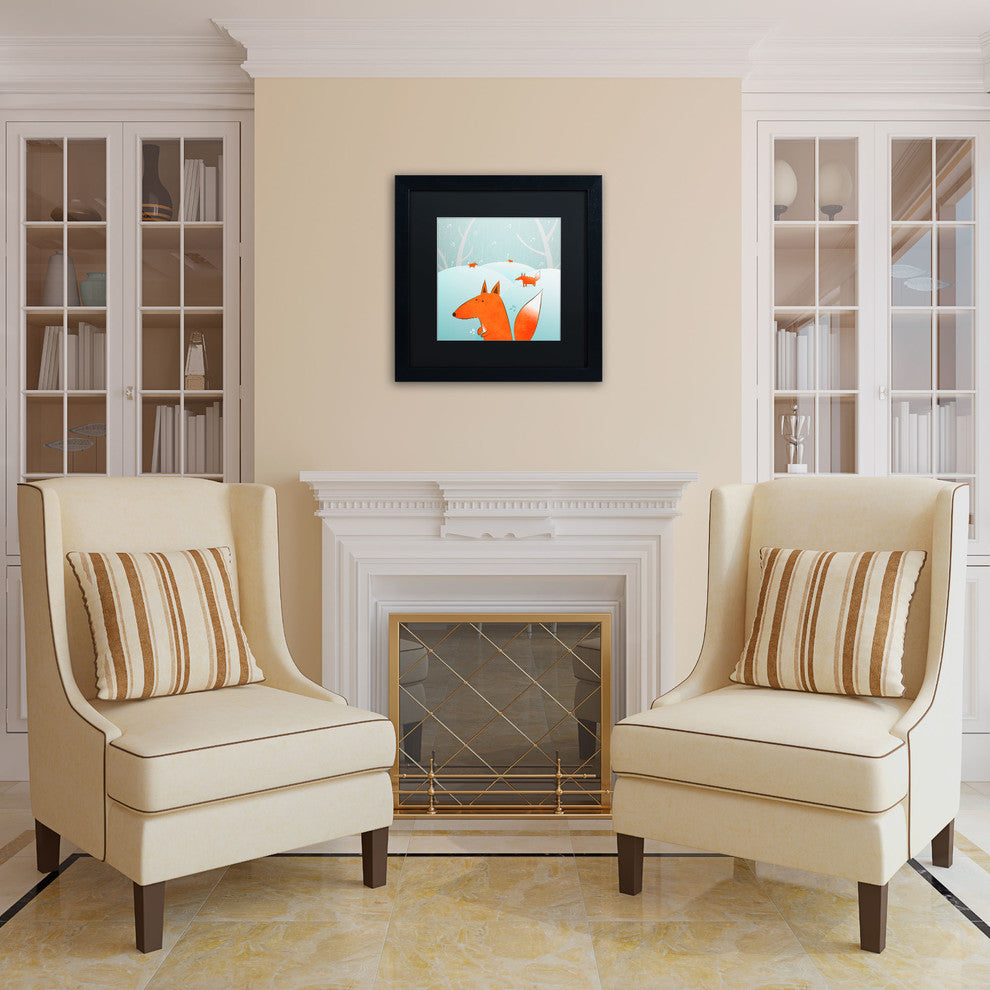 'Winter Foxes' Matted Framed Canvas Art by Carla Martell