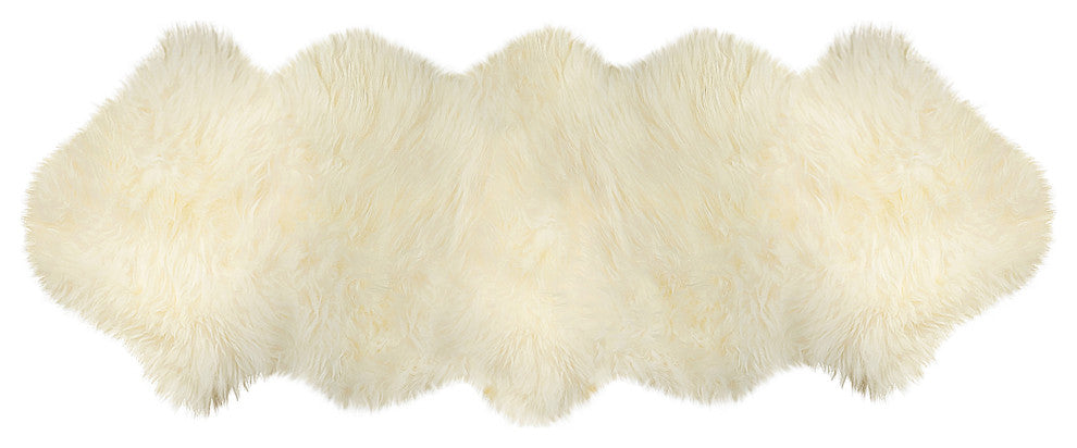 Milan Shearling Double Sheepskin Rug 2' X 6', Ivory