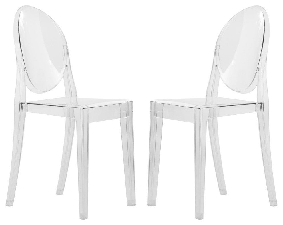 LeisureMod Marion Acrylic Modern Lucite Dining Side Chair in Clear Set of 2