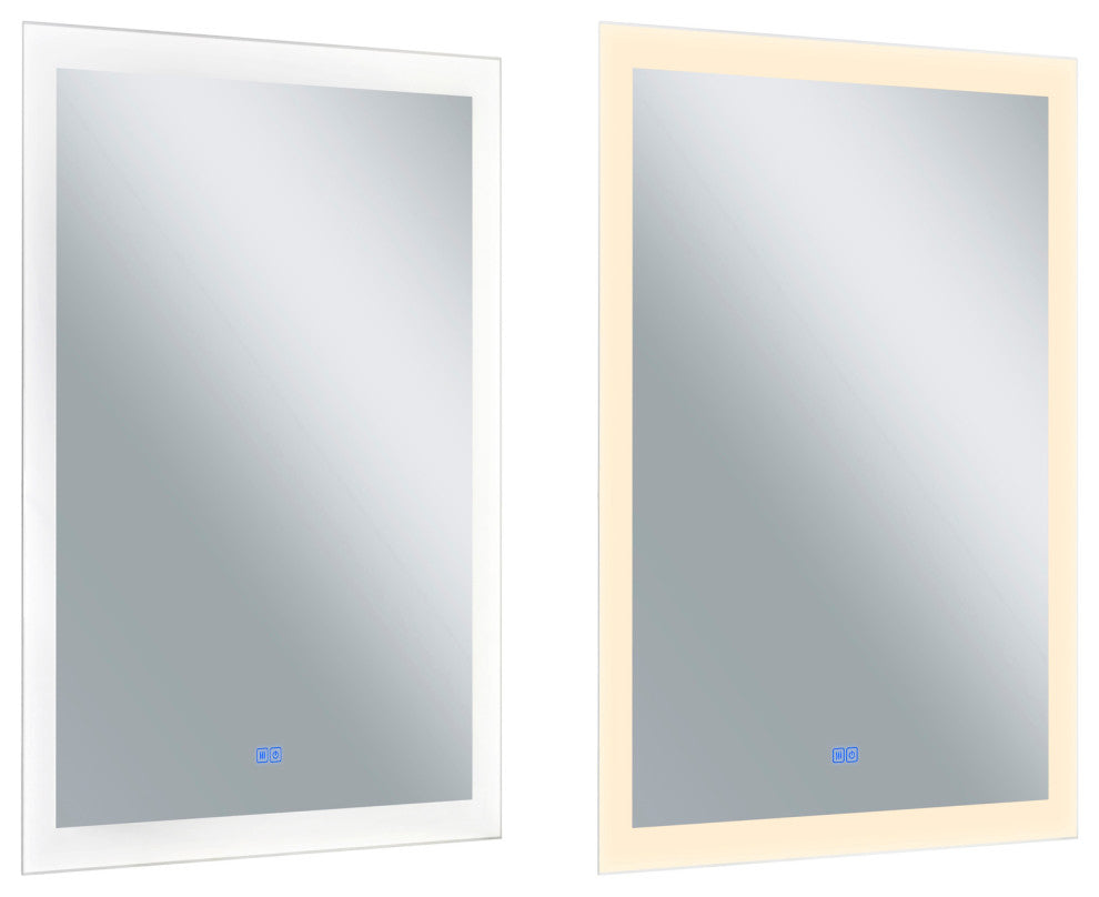 Abigail Rectangle Matte White LED 30 in. Mirror From our Abigail Collection
