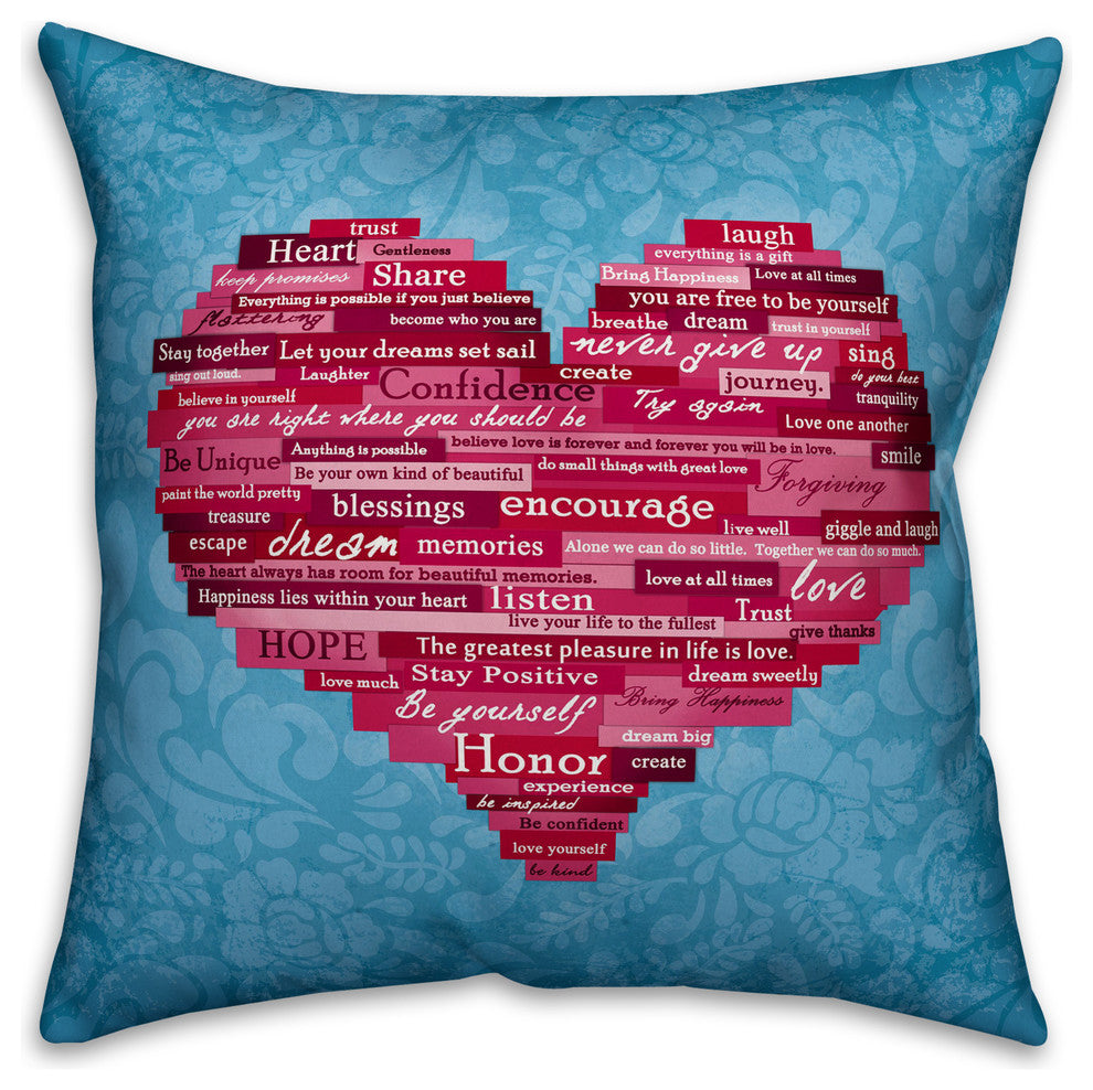 Word Heart Throw Pillow