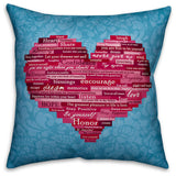 Word Heart Throw Pillow