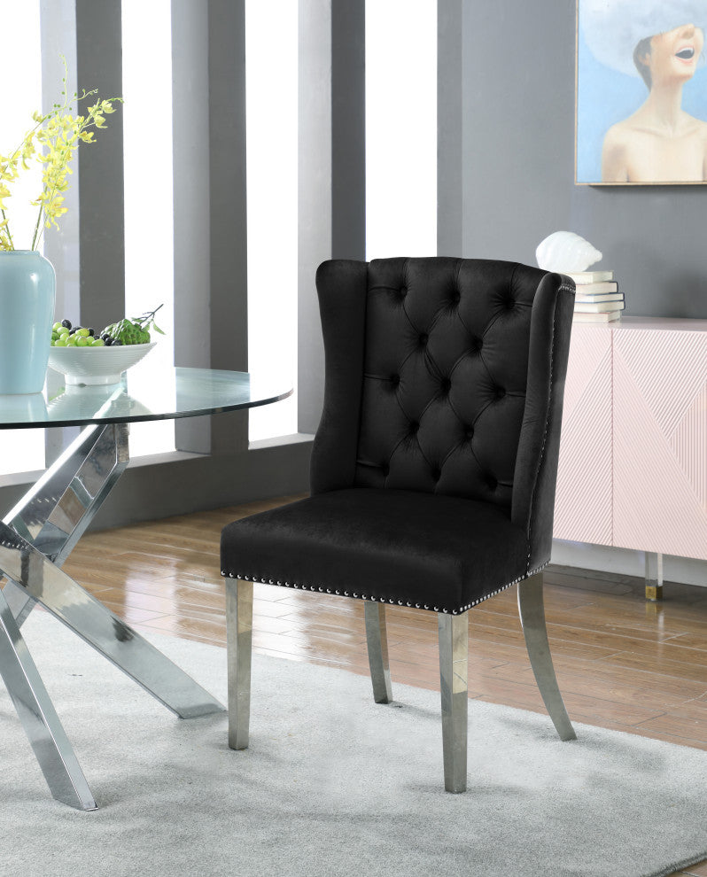 Suri Velvet Upholstered Dining Chair, Black