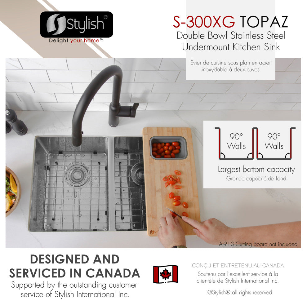 STYLISH 28"L x 18"W Undermount Kitchen Sink Double Bowl with Grids and Strainers