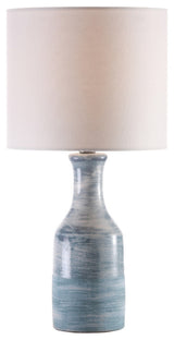 Bungalow Table Lamp With Shade, Blue and White Swirl UNO Socket