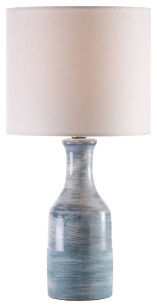 Bungalow Table Lamp With Shade, Blue and White Swirl UNO Socket