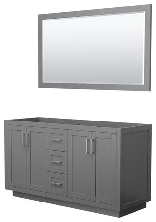 60" Double Bathroom Vanity, Dark Gray, Nickel Trim, 58" Mirror