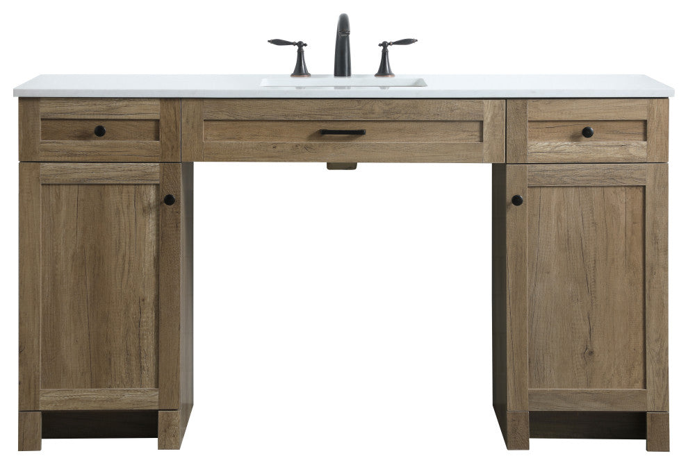 60" ADA Compliant Bathroom Vanity, Natural Oak