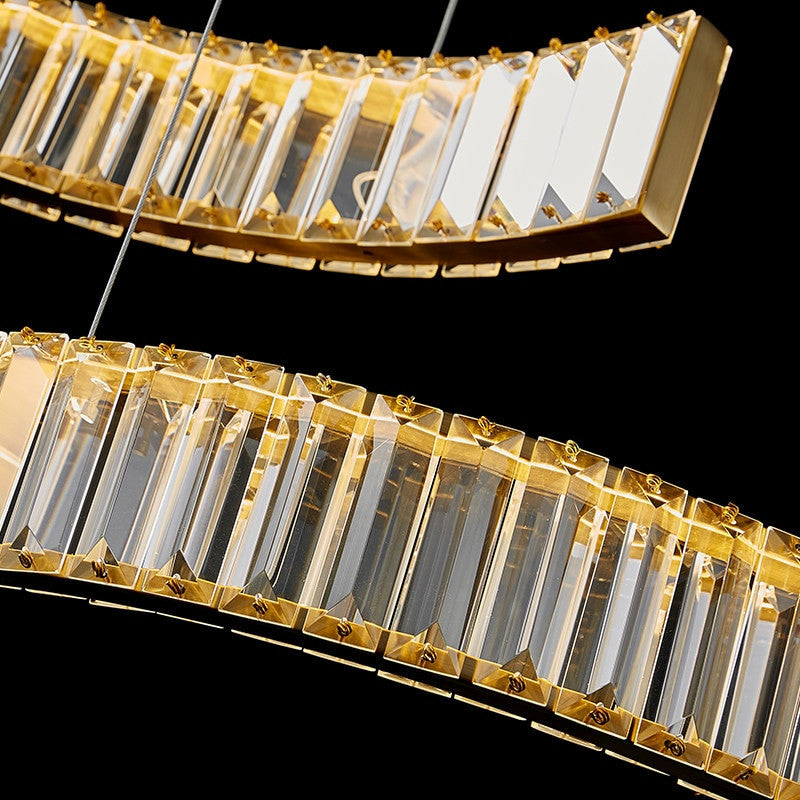 Induno Olona | Modern Crystal S-shaped LED Chandelier for Living Room, Gold, Cool Light