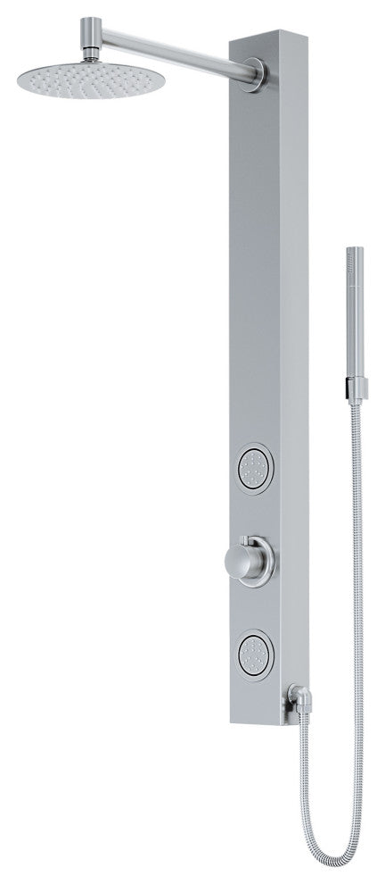 Gardenia 39" H x 4" W 2-Jet Retro Shower Panel with Round Shower Head, Stainless Steel