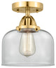Large Bell Semi-Flush Mount, Satin Gold, Clear, Clear