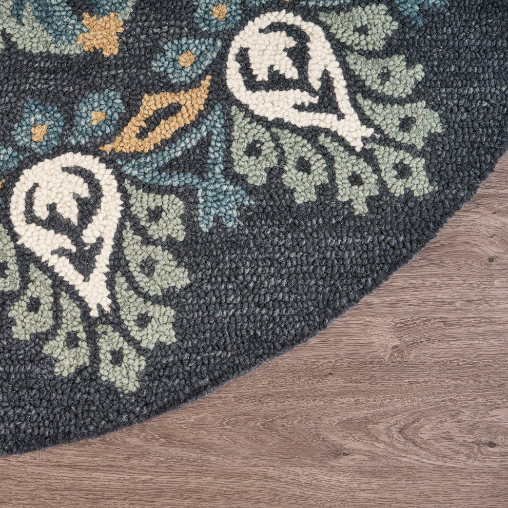 Charcoal Paradise Area Rug, 4' Round