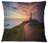 Punta Nariga Lighthouse Spain Seashore Photo Throw Pillow, 16"x16"