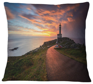 Punta Nariga Lighthouse Spain Seashore Photo Throw Pillow, 16"x16"