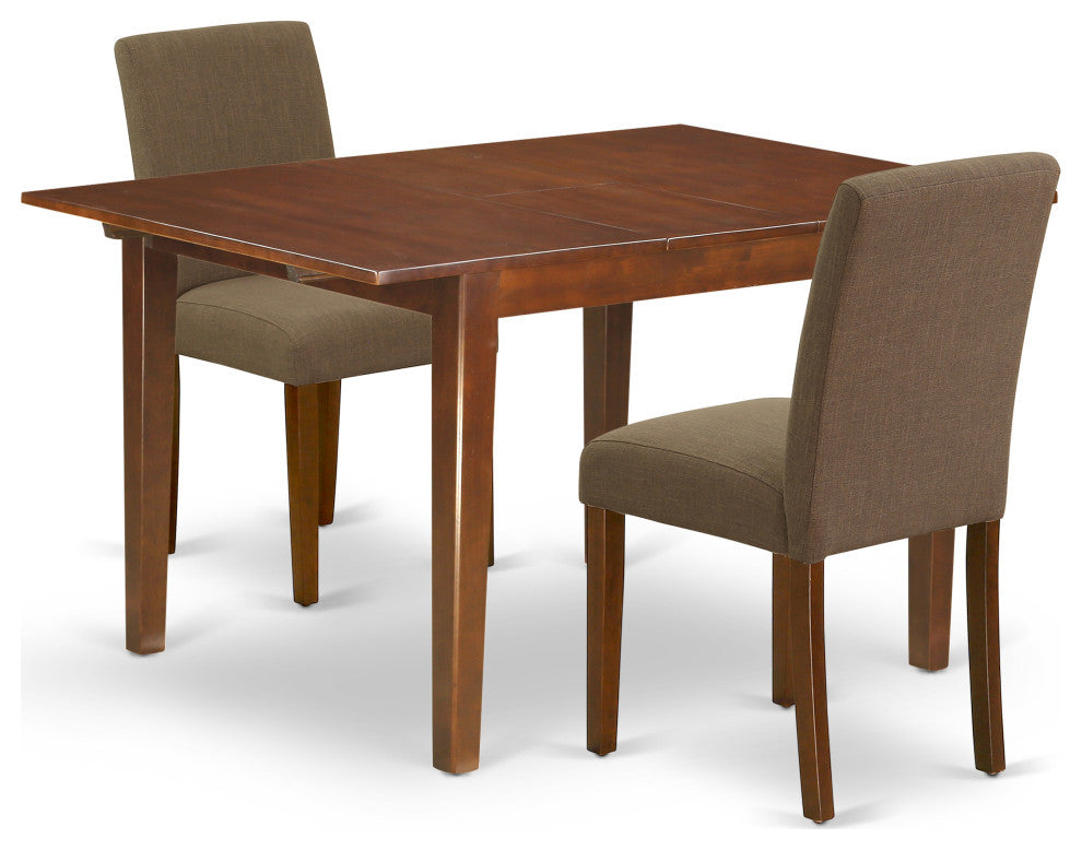 3Pc Rectangular 42/54" Table, 12, Leaf, Two Parson Chair, Mahogany Leg, Coffee