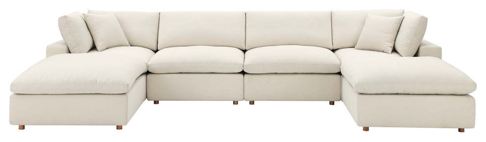 Modular Sectional Deep Sofa Set, Beige, Fabric, Modern, Lounge Cafe Hospitality