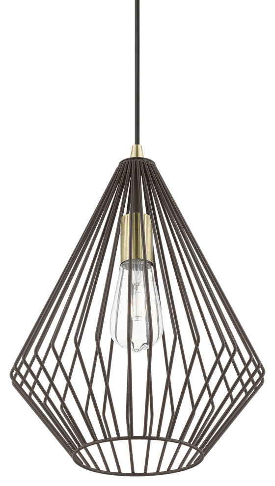 Linz 1 Light Bronze With Antique Brass Accents Pendant