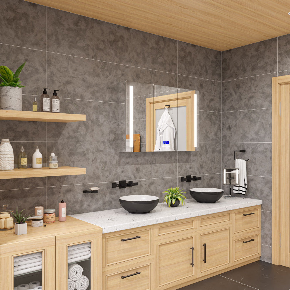 Black and White 15" Round Vessel Above Mount Ceramic Sink