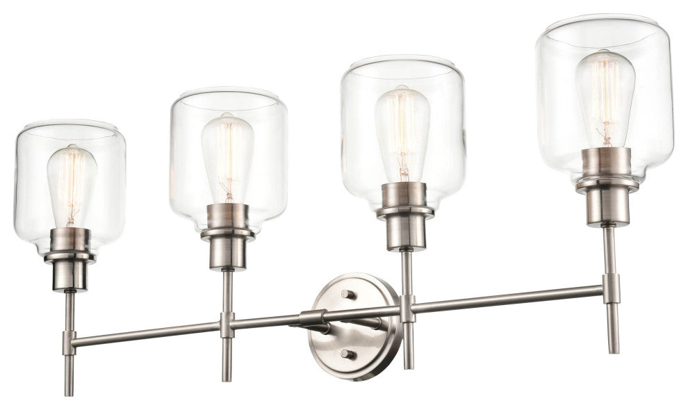 Asheville 4-Light 34.75" Bathroom Vanity Light, Satin Nickel