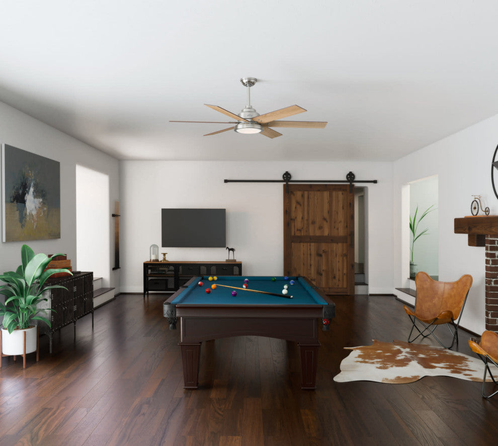 Hunter Warrant 60 LED Warrant 60\" 6 Blade LED Indoor Ceiling Fan - Brushed