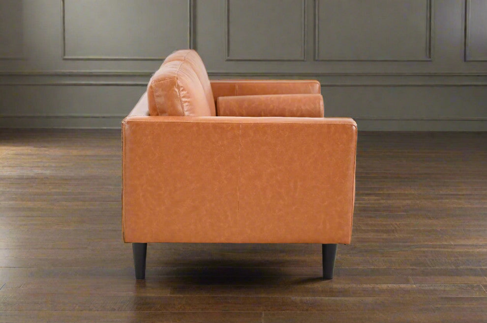 Philippe Top Grain Leather Love seat - Tan