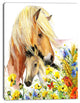 Horse and Foal with Meadow, Animal Canvas Art Print, 28"x60"