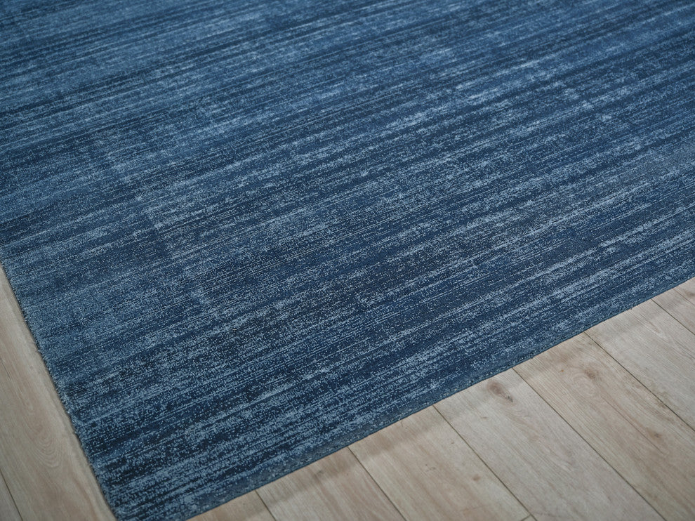 Martelli Modern Handloomed Silky Nylon Navy Area Rug, 2'x3'