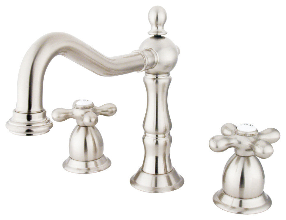 Heritage Two Handle 8" to 14" Widespread Lavatory Faucet with Brass Pop-up