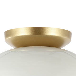 Paulina 8.5" 1-Light Iron LED Flush Mount, White/Gold Painting