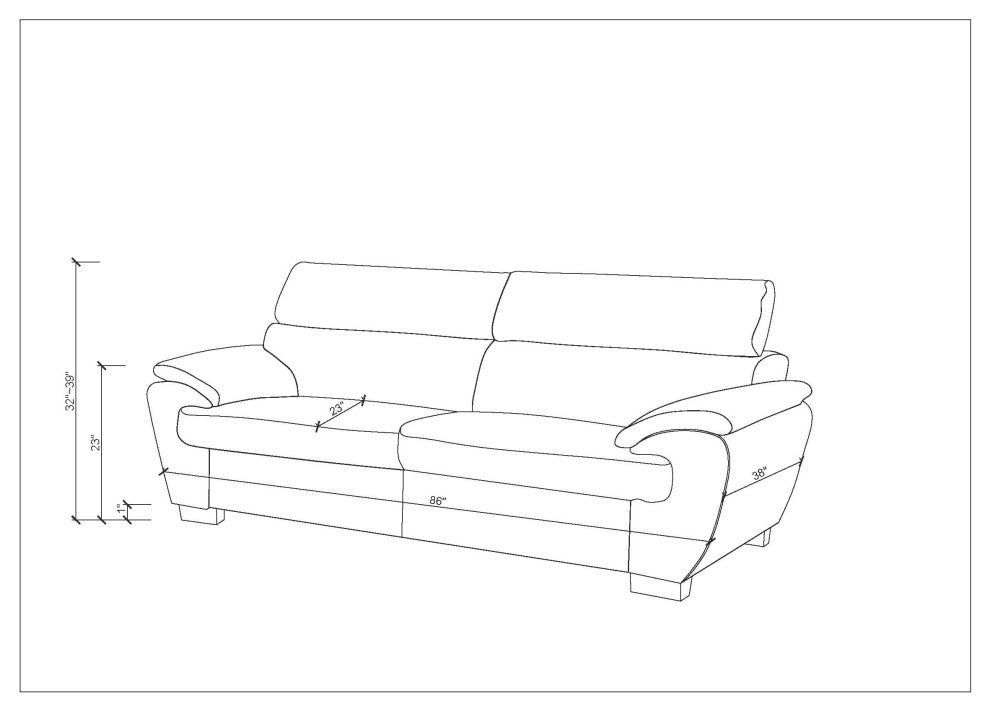Nestore Premium Genuine Leather Match Sofa Gray