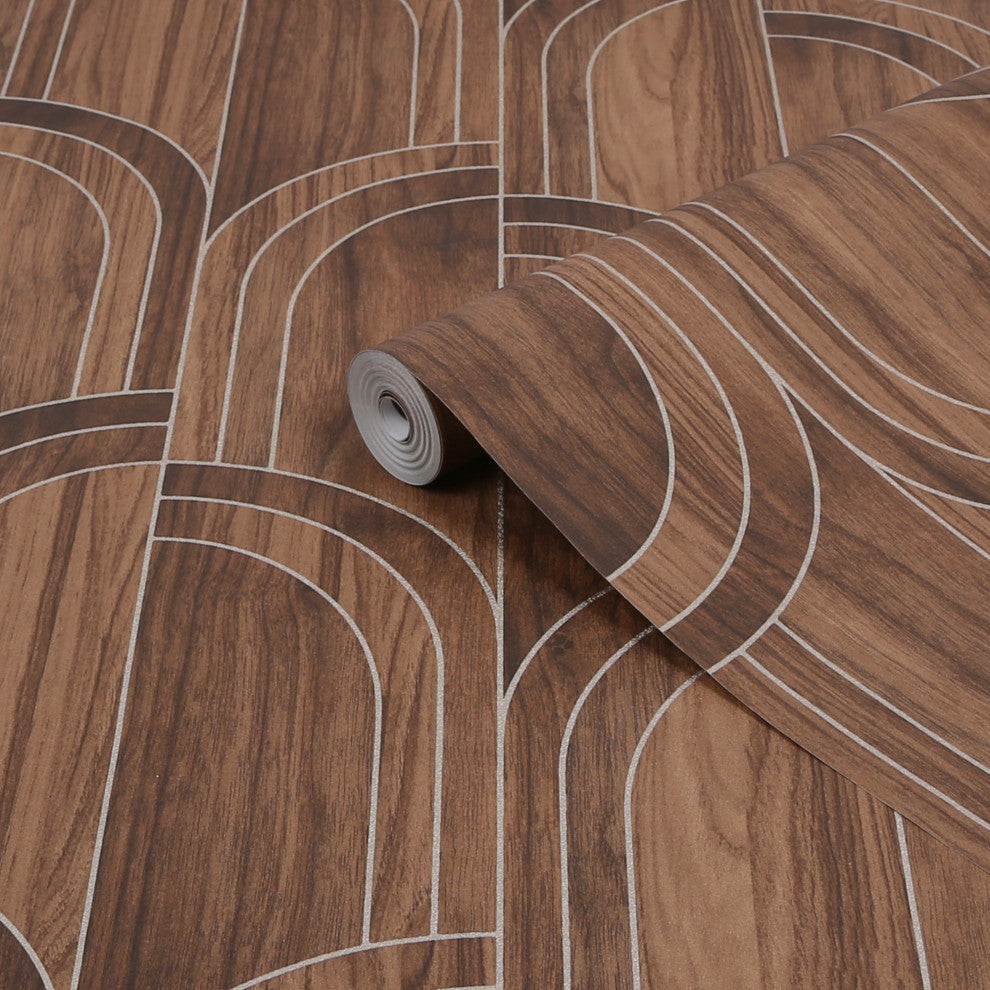 Modella Wood Wallpaper, Walnut