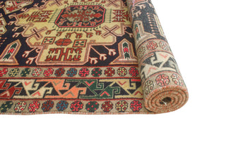 Fine Vintage Distressed Mazhar Navy/Beige Runner, 4'5x10'0