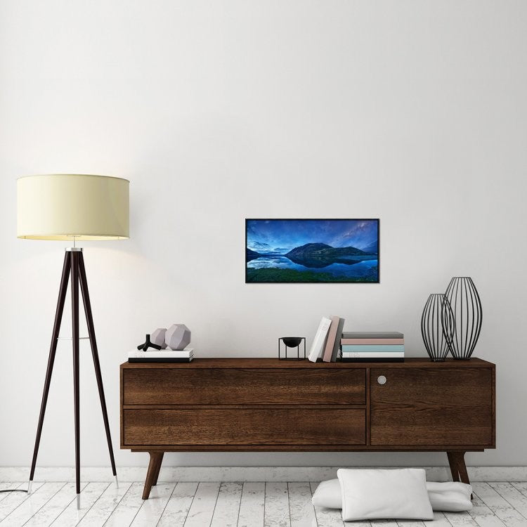 "Lake Hawea" Framed Canvas Giclee by Yan Zhang, 31x15"