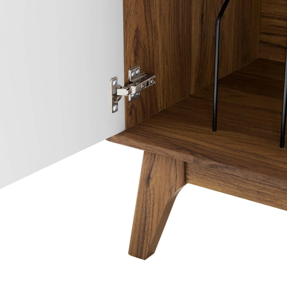 Sofa Side Table Display Stand, Wood, Brown Walnut White, Modern, Lounge