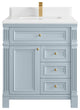 Paris 30" Single Sink Bathroom Vanity, Blue Heather 1.5" White Quartz