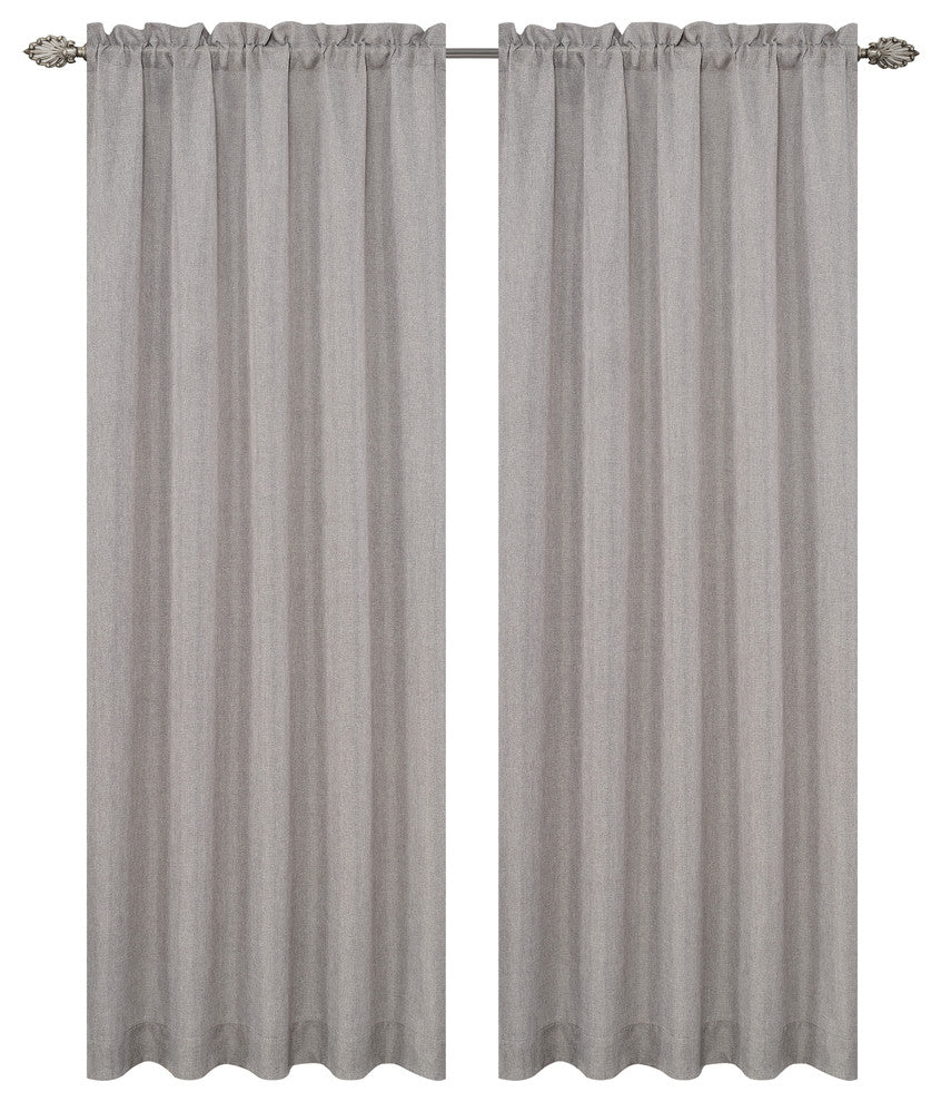 Tweed Drapery Curtain Panels, Pewter