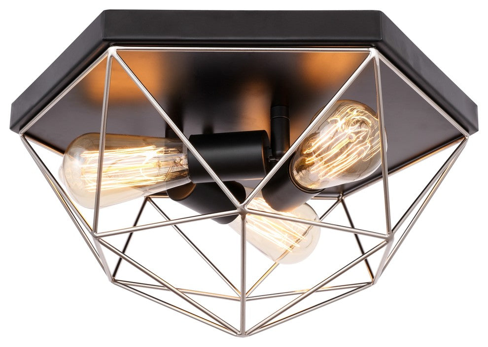 Woodbridge Lighting Lanning Flush Mount, Nickel/Black
