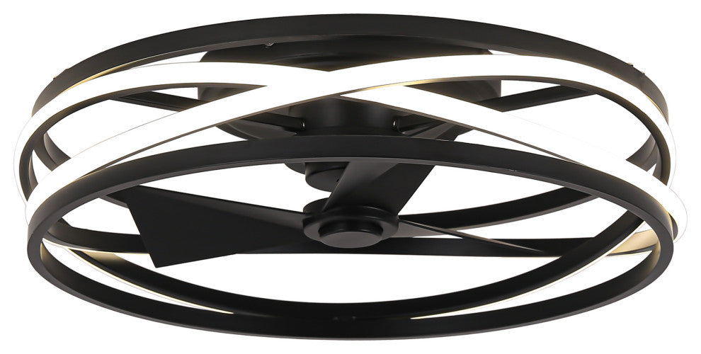 19.68 inch Small Flush Mount Ceiling Fan with Light and Remote, Matte Black