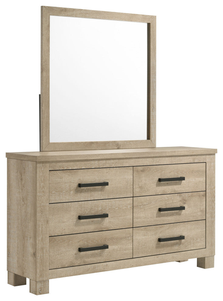 Oakglen 6-drawer Bedroom Dresser and Mirror Weathered Oak