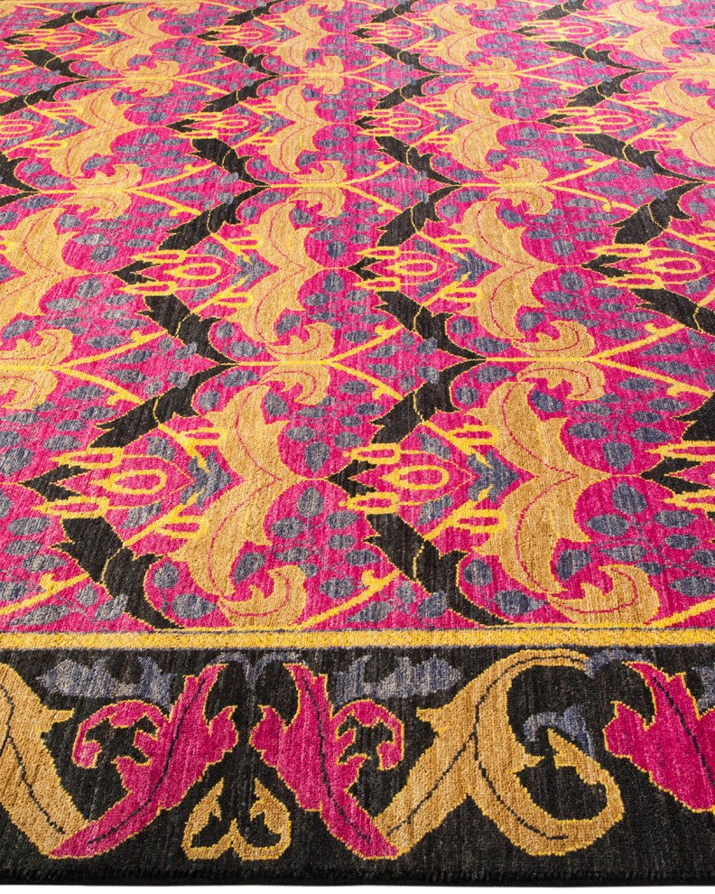 Arts and Crafts, One-of-a-Kind Hand-Knotted Area Rug Black, 7'10"x10'3"